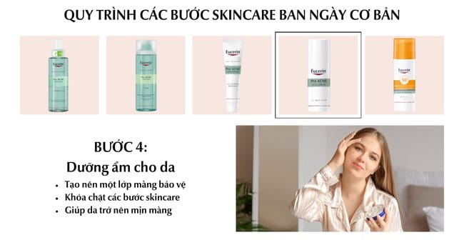 Dưỡng ẩm cho da khi skincare ngày